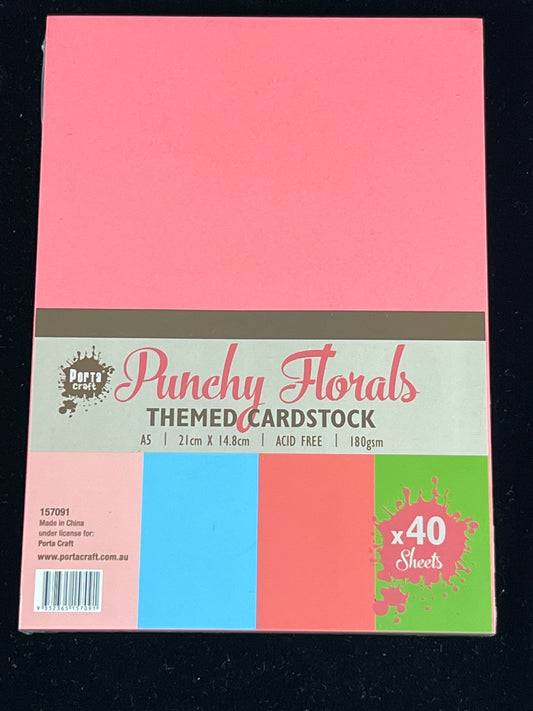 Porta Craft A5 Punchy Florals Themed Cardstock 180gsm - 40 Sheets