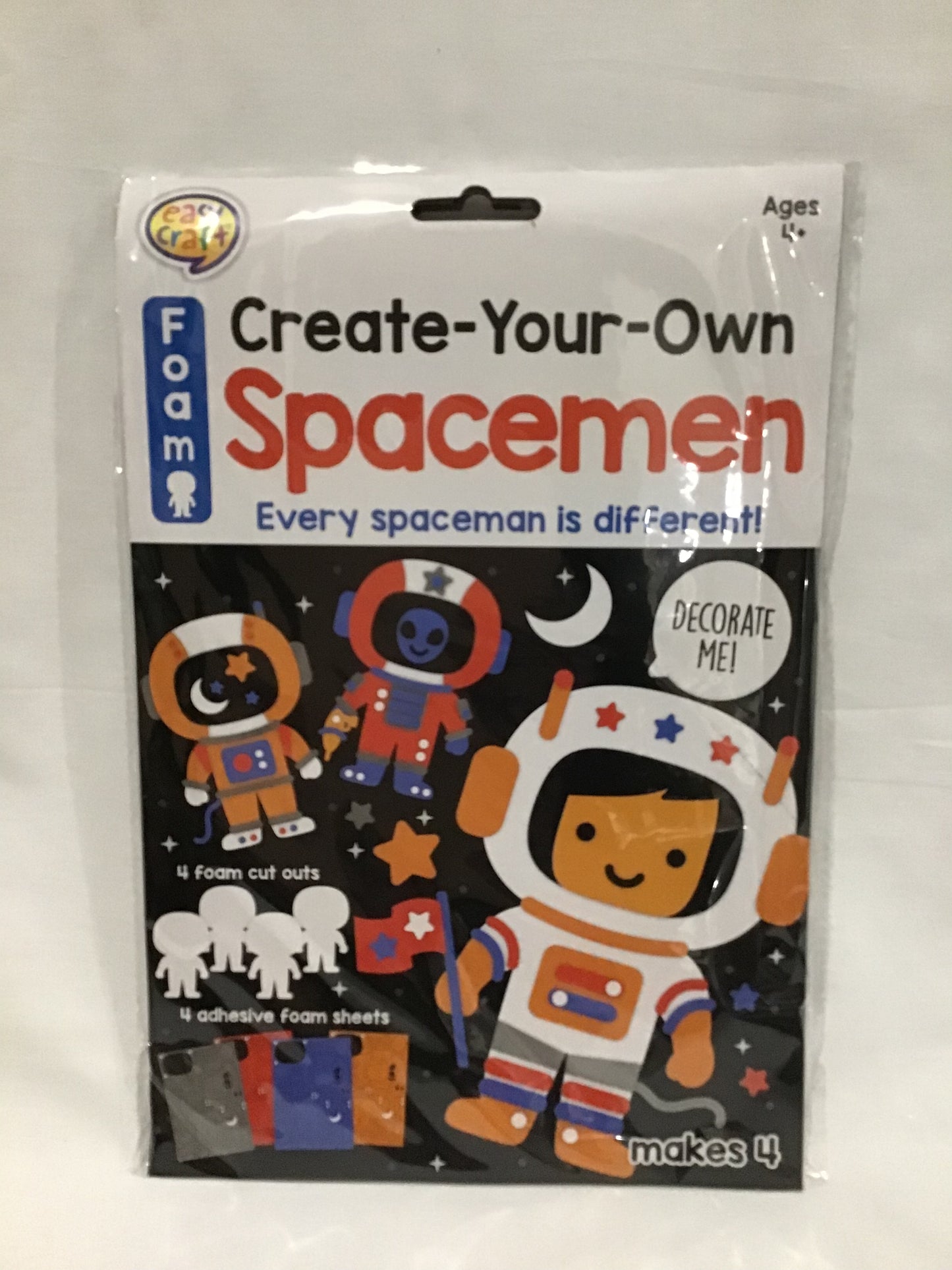 Create Your Own Foam Spacemen - Makes 4 - Peel and Stick