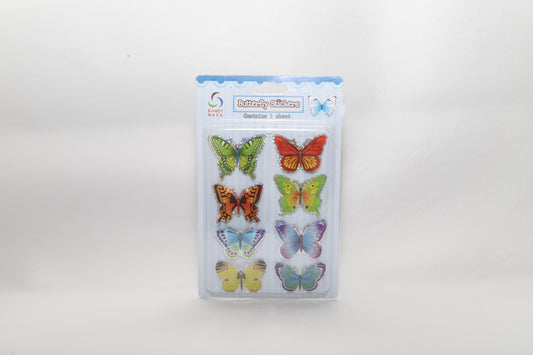 Butterfly Stickers - 3D - Greens/Blues/Browns -  8 pack