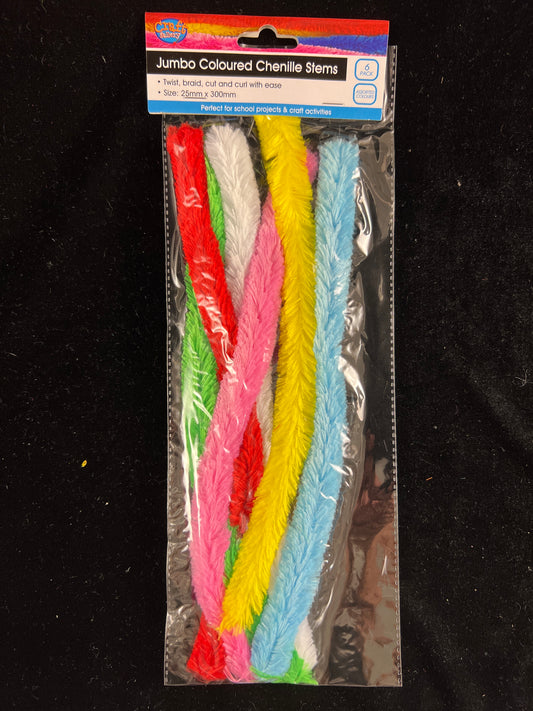 Pipe Cleaners Jumbo - Assorted Colours - Pack of 6 - 30cm