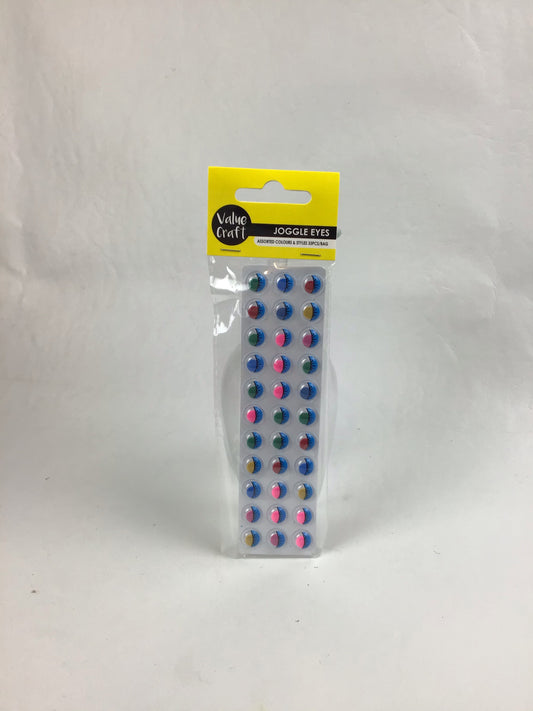 Joogle Eyes Adhesive Assorted Colours with eyelashes - 9mm - 33pk