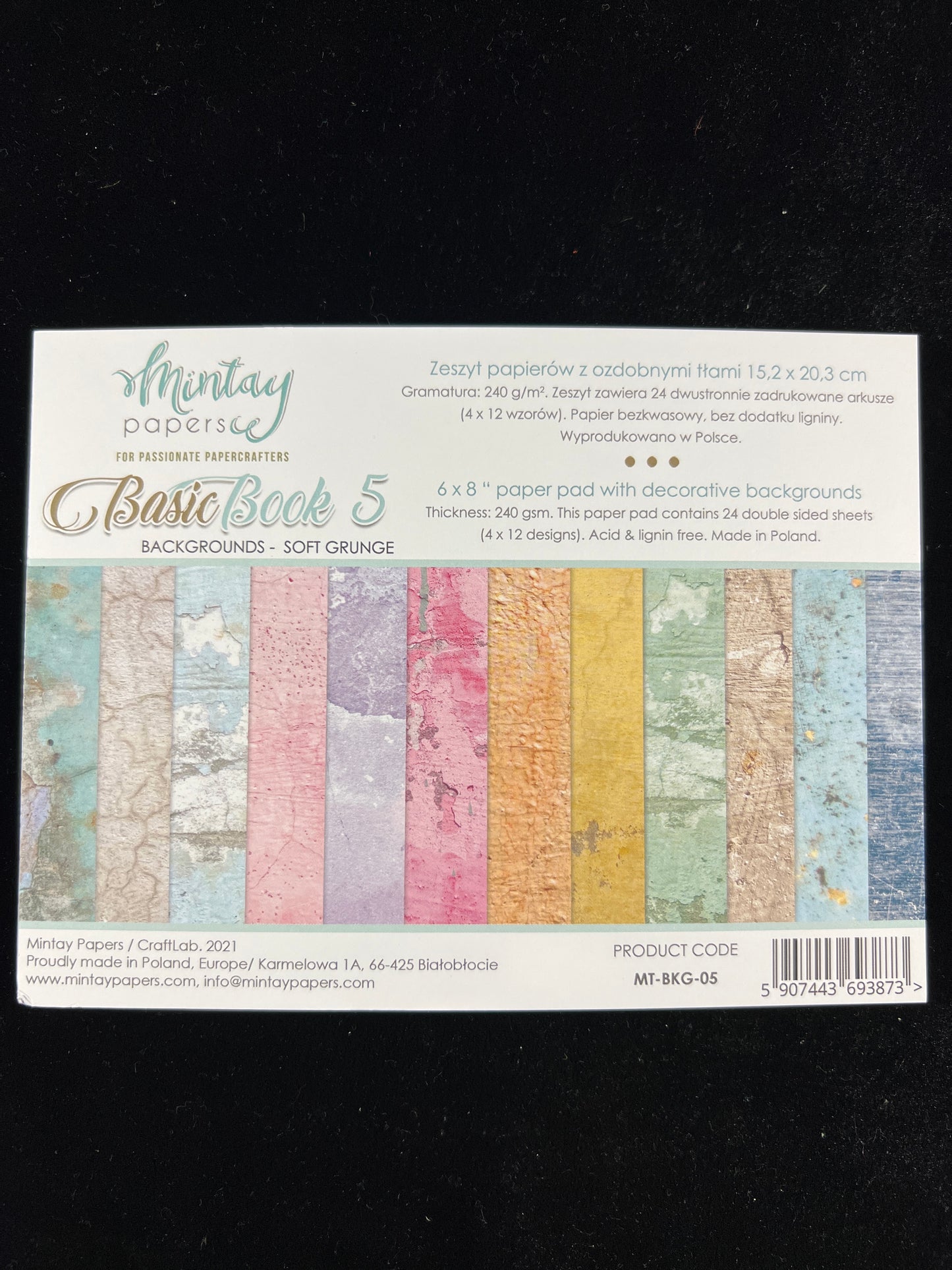 Book 5 - Backgrounds - Soft Grunge - 24x Double sided sheets - 15.2x20.4cm