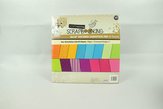Craftworks Scrapbooking 12x12" Textured Cardstock Pad 30 sheets