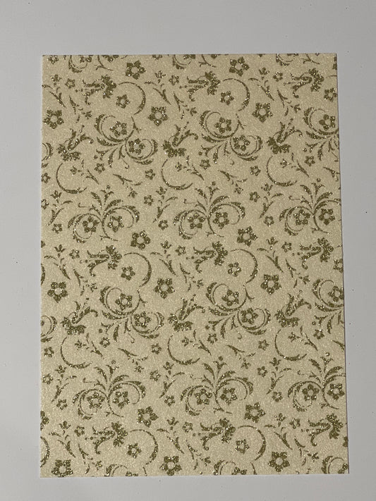 Specialty Paper 3x A4 Handmade Gold/Ivory Glitter Flowers/Leaves
