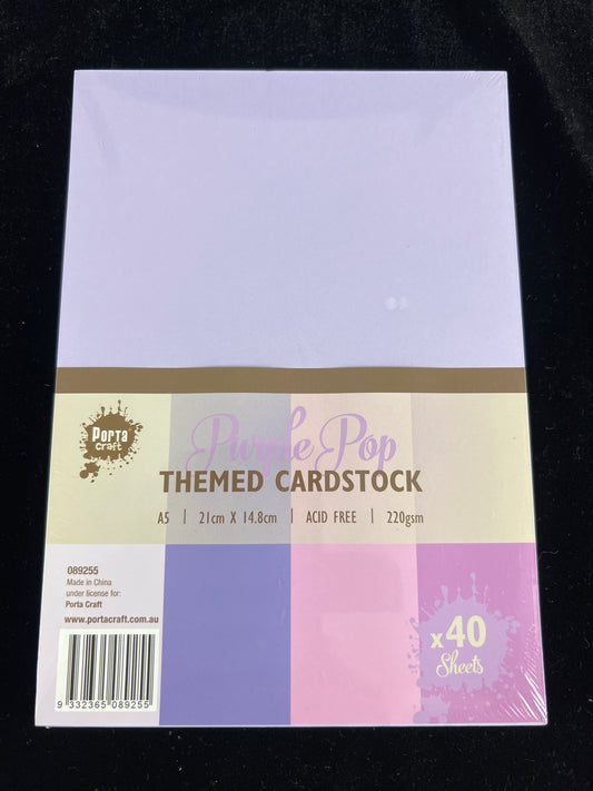 Porta Craft A5 Purple Pop Themed Cardstock 220gsm - 40 Sheets