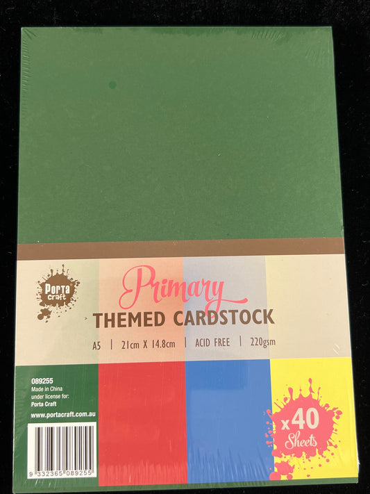 Porta Craft A5 Primary Themed Cardstock 220gsm - 40 Sheets
