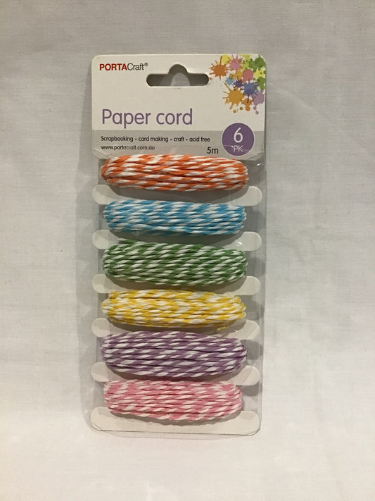 Paper Cord - 6 Colours - 6 pk