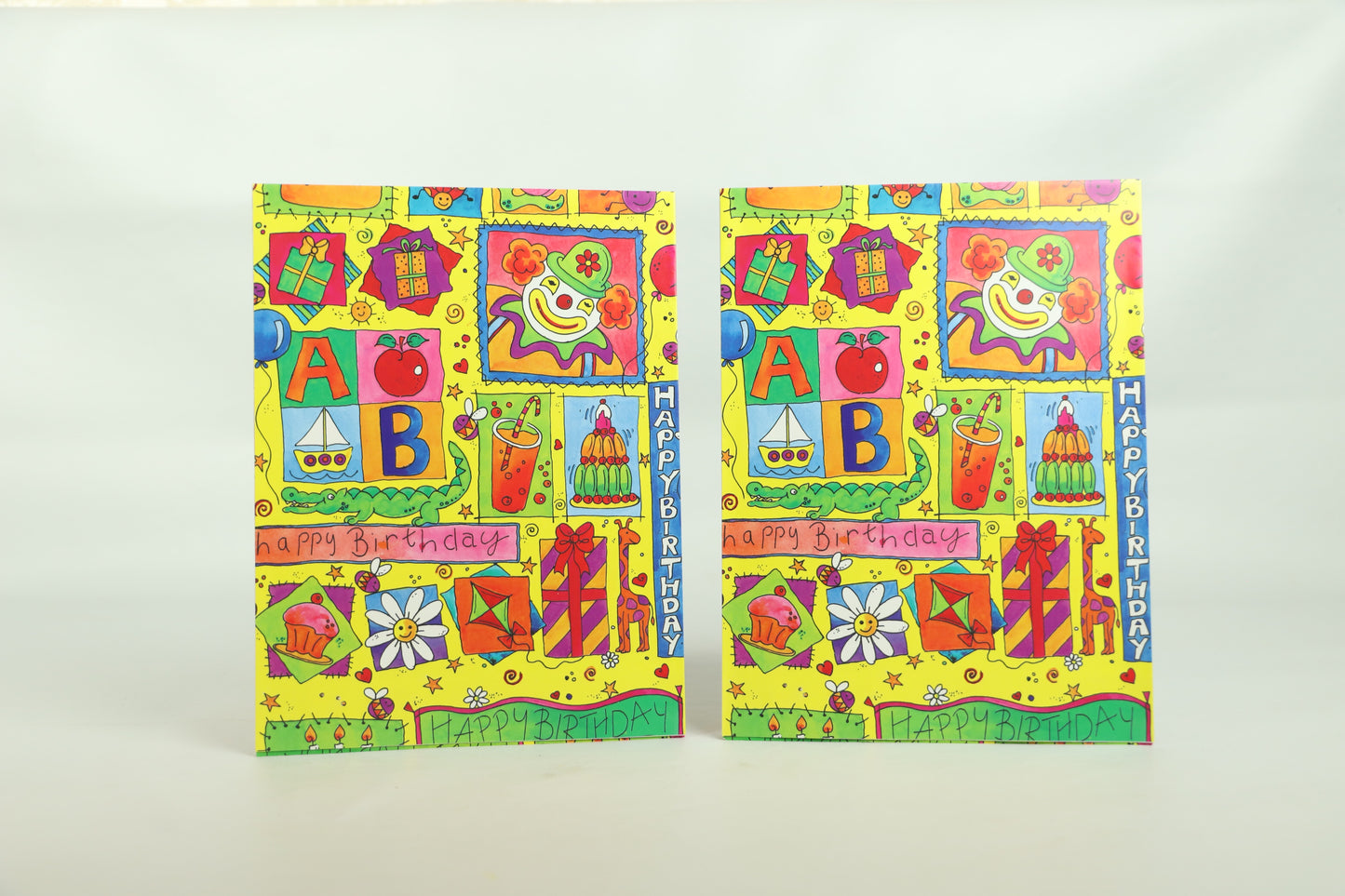 Wrapping Paper Sheets 2x Bright Happy Birthday Mix Theme 70cm x 50cm