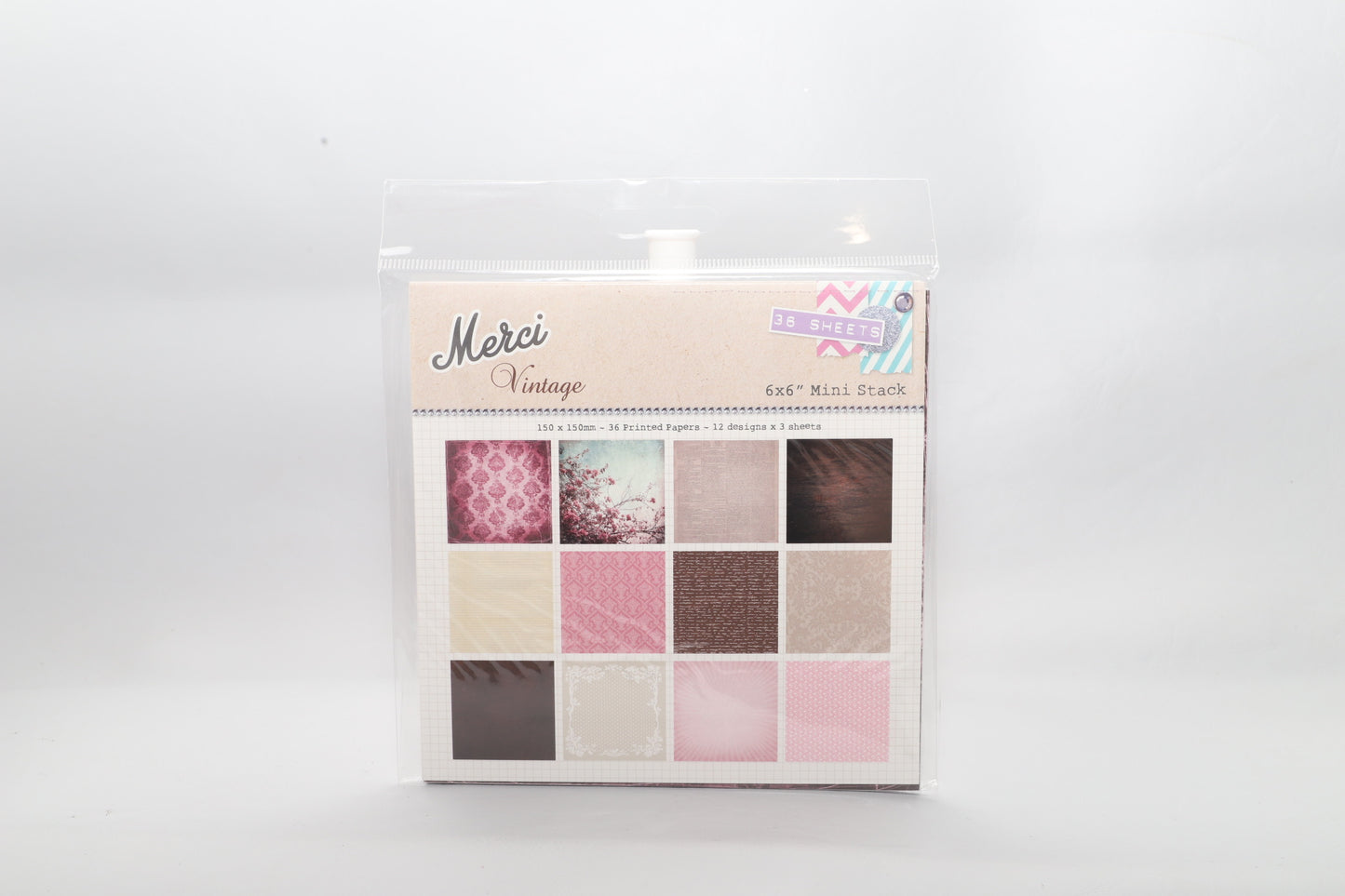 Merci Mini Papers Stack 36pk 15cmx15cm- Watercolour