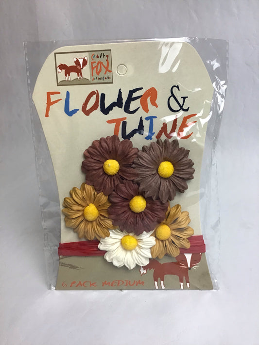 Paper Flowers and Twine - Autumn - 6 Pack - 46mm Diameter
