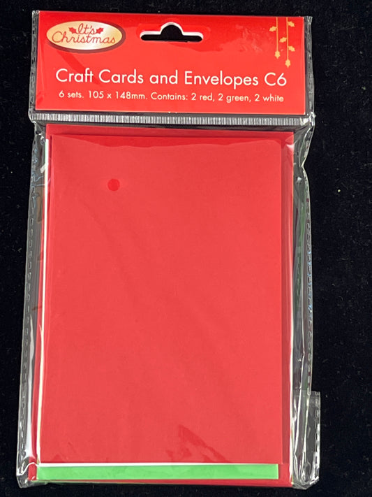 Porta Craft C6 Cards and Envelopes - Christmas Colours - 6 sets