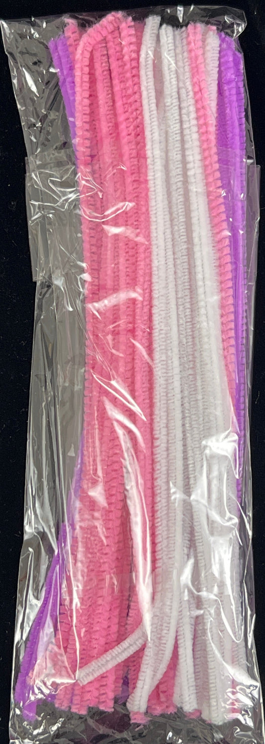 Pipe Cleaners - Pink, Mauve and White - Pack of 50