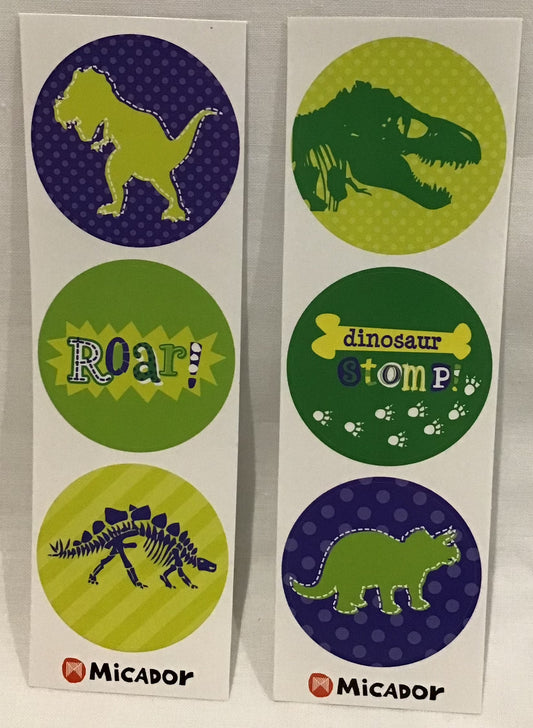 Stickers - Dinosaurs - 6 designs - 30 pk