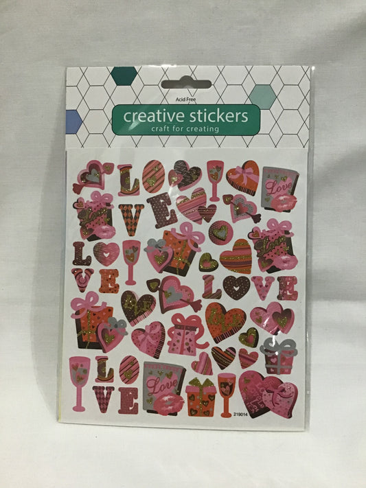 Creative Stickers - Glitter Love and Hearts - 1 sheet