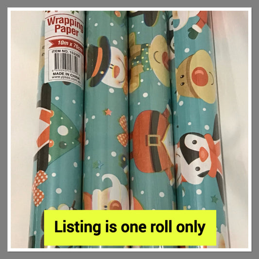 Christmas Wrap - One roll - Design #6 - 10m x 70cm