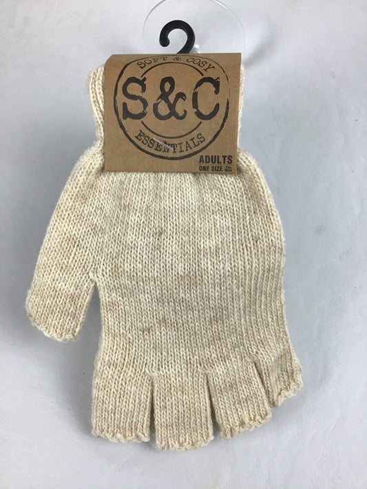 Soft and Cosy Adults Fingerless Gloves - Bone