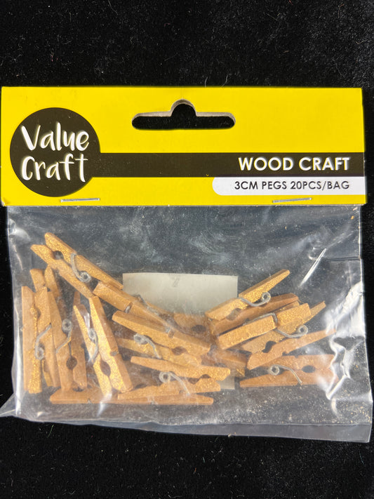 Mini Craft Pegs - Gold - Pack of 20
