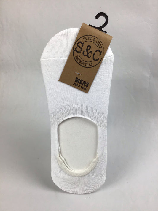 Soft and Cosy - No Show Socks - Men’s - Size 6-10 - White