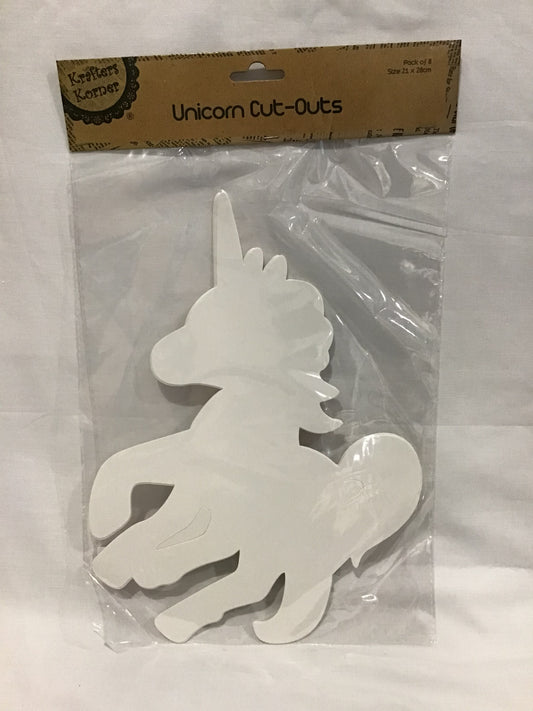 Unicorn Paper Cut-outs - Pk 8