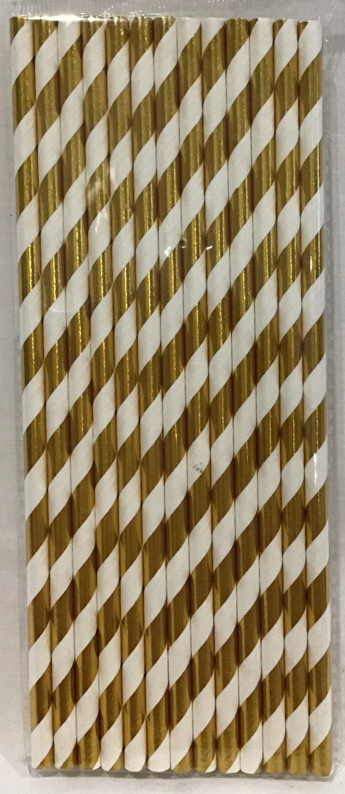 Paper Straws - Gold/White striped - Pack of 25
