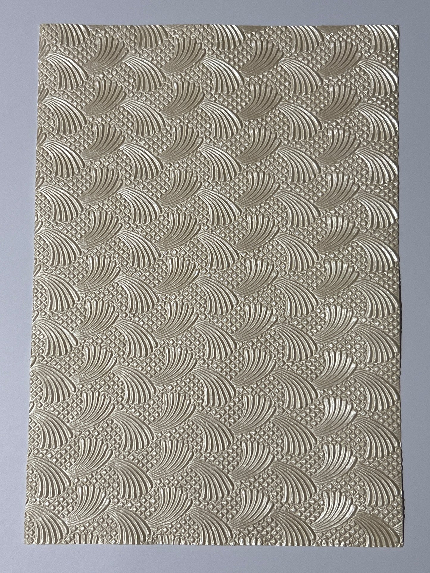 Specialty Paper 1 x Handmade A4 Cream Fan Patterned Embossed Paper