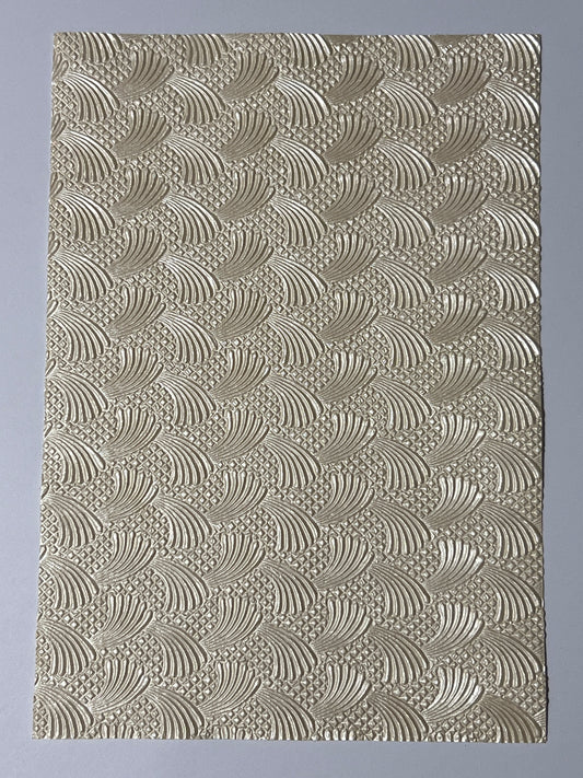Specialty Paper 1 x Handmade A4 Cream Fan Patterned Embossed Paper