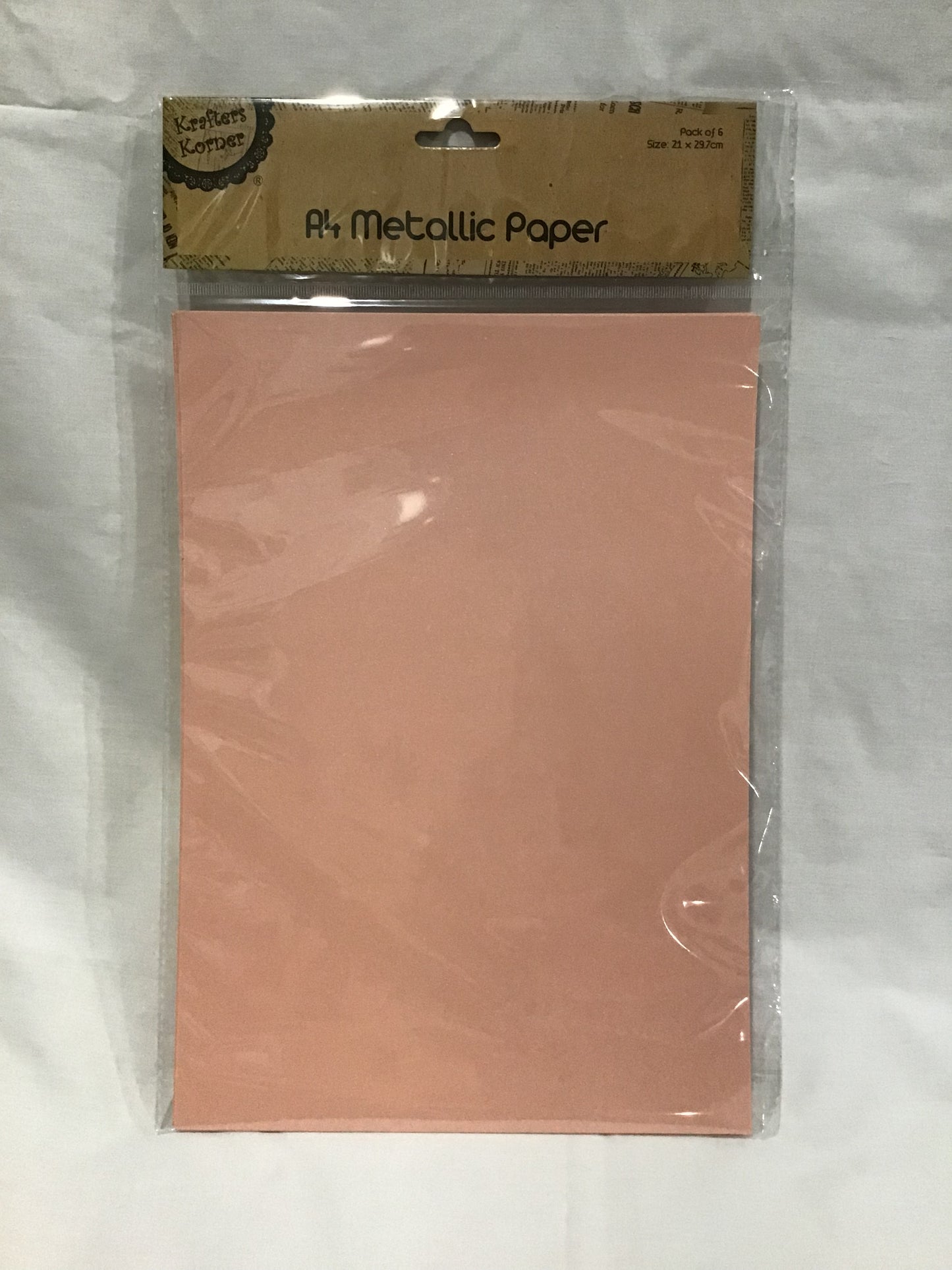 A4 Metallic Paper (Lightweight Card) Pack of 6 - Soft Coral