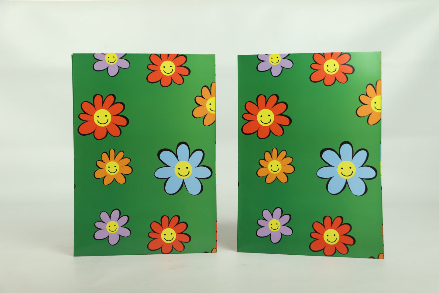 Wrapping Paper Sheets 2x Flowers on Green Background