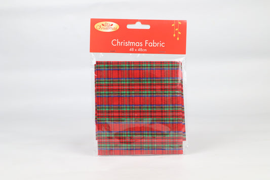 Christmas Fabric - Christmas Tartan - 48cm x 48cm - One Piece
