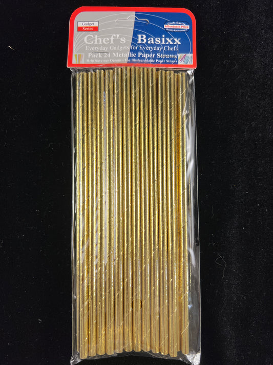 Paper Straws - Metallic Gold - Pack of 24