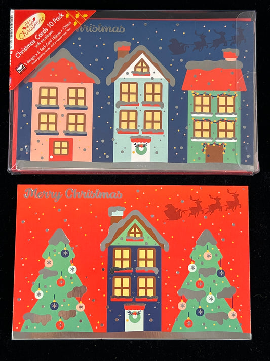 Christmas Cards - 10 Cards/10 Envelopes - 2 Designs - Pack #2