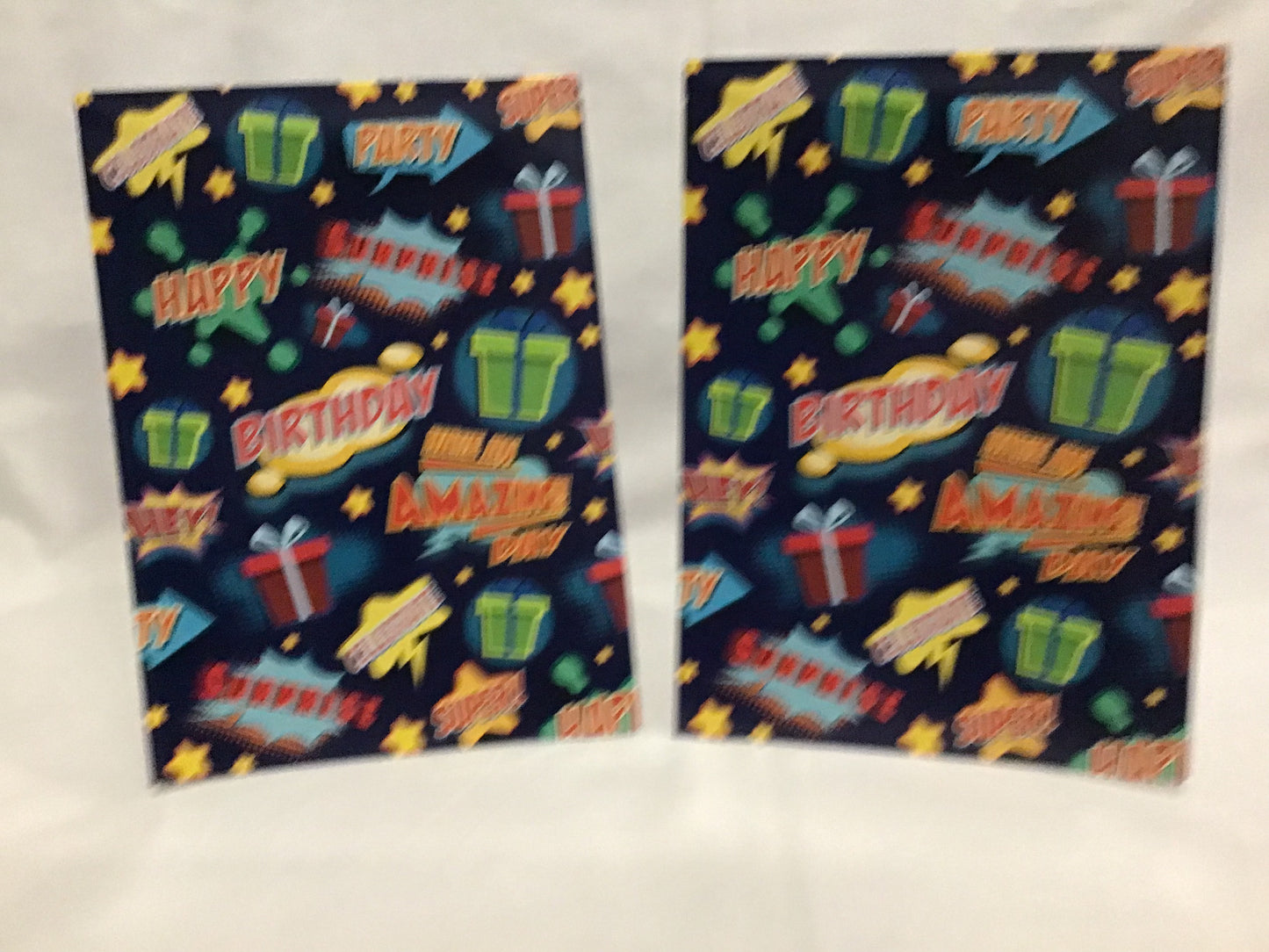 Wrapping Paper Sheets 2x Birthday Wording with gifts - 70cm x 50cm