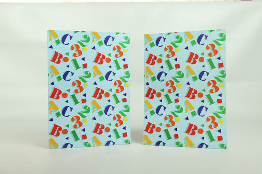 Wrapping Paper Sheets 2x ABC 123 Boy Theme 70cm x 50cm