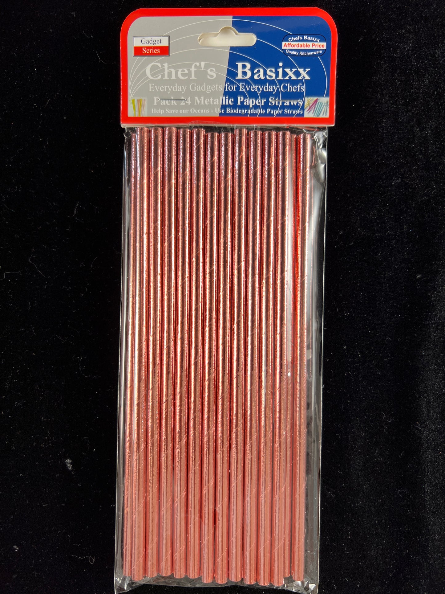 Paper Straws - Metallic Pink - Pack of 24