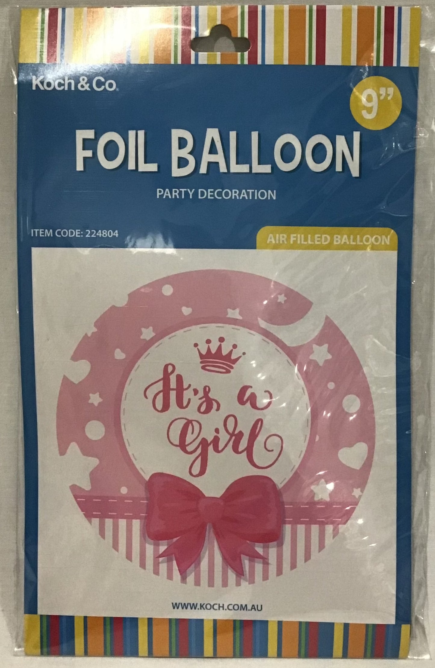 It’s a Girl Round Ribbon - Foil Balloon - Approx 22cm