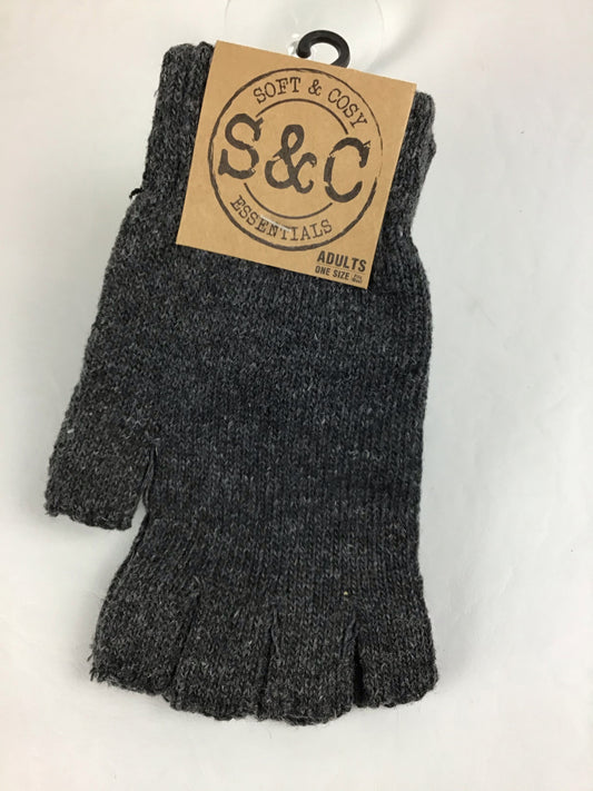 Soft and Cosy Adults Fingerless Gloves - Dark Grey - approx 20cm