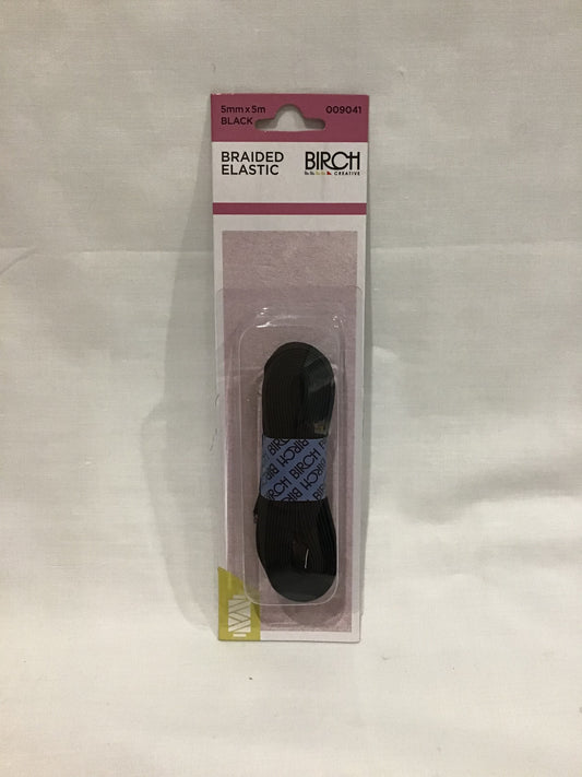 Braided Elastic - Black - 5mm x 5m