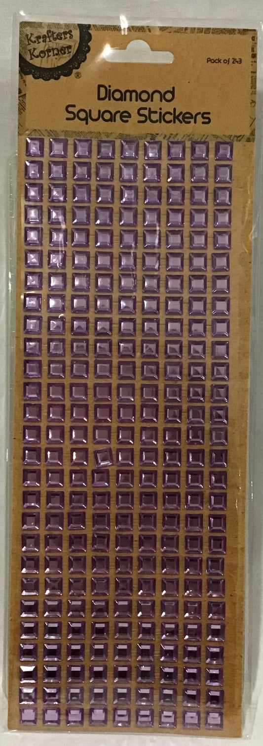 Diamond Squares Adhesive Stickers - 8mm - Mauve