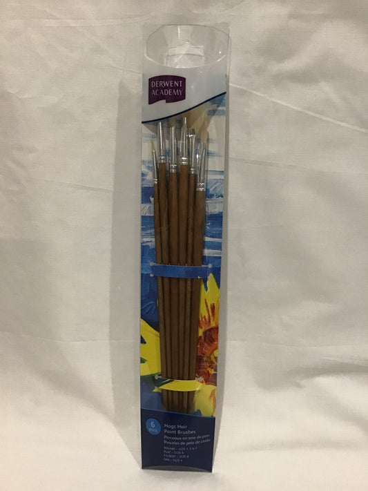 Derwent Academy - Hogs Hair Paint Brushes - 6 pk