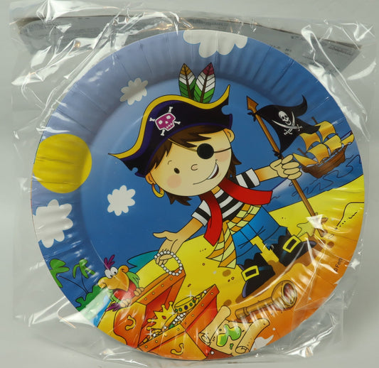 Pirate Theme Paper Plates - 6 pack - 23cm diameter