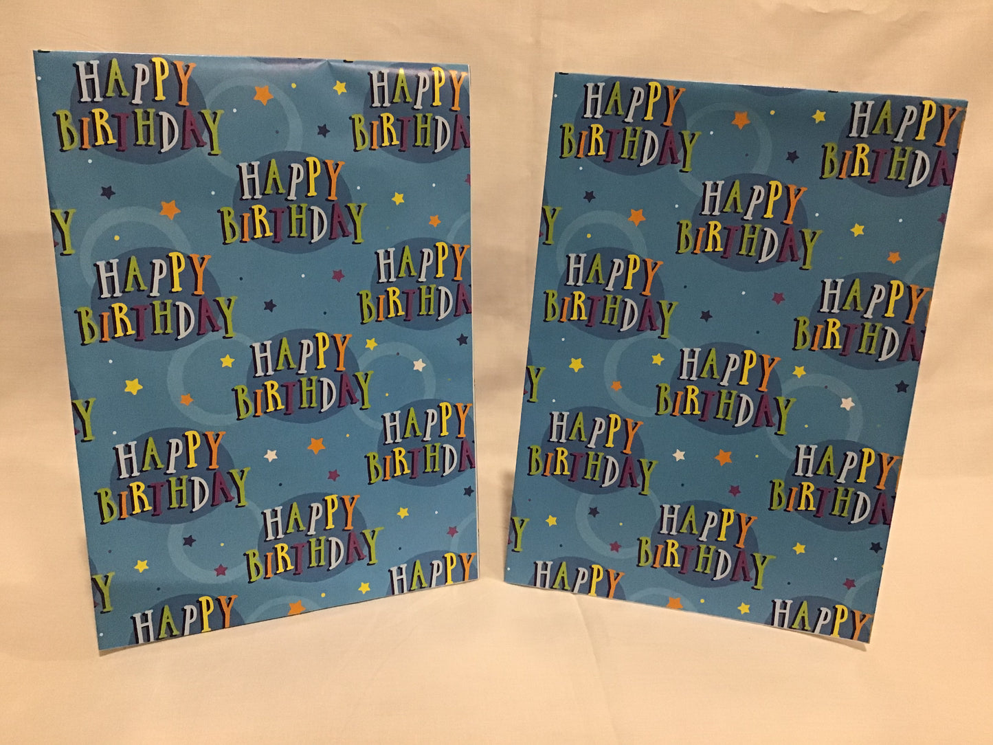 Wrapping Paper Sheets 2x Happy Birthday in Circles with stars - 70cm x 50cm