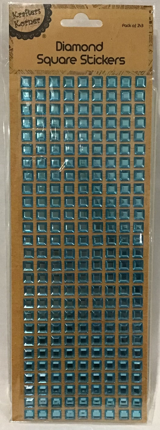 Diamond Squares Adhesive Stickers - 8mm - Blue