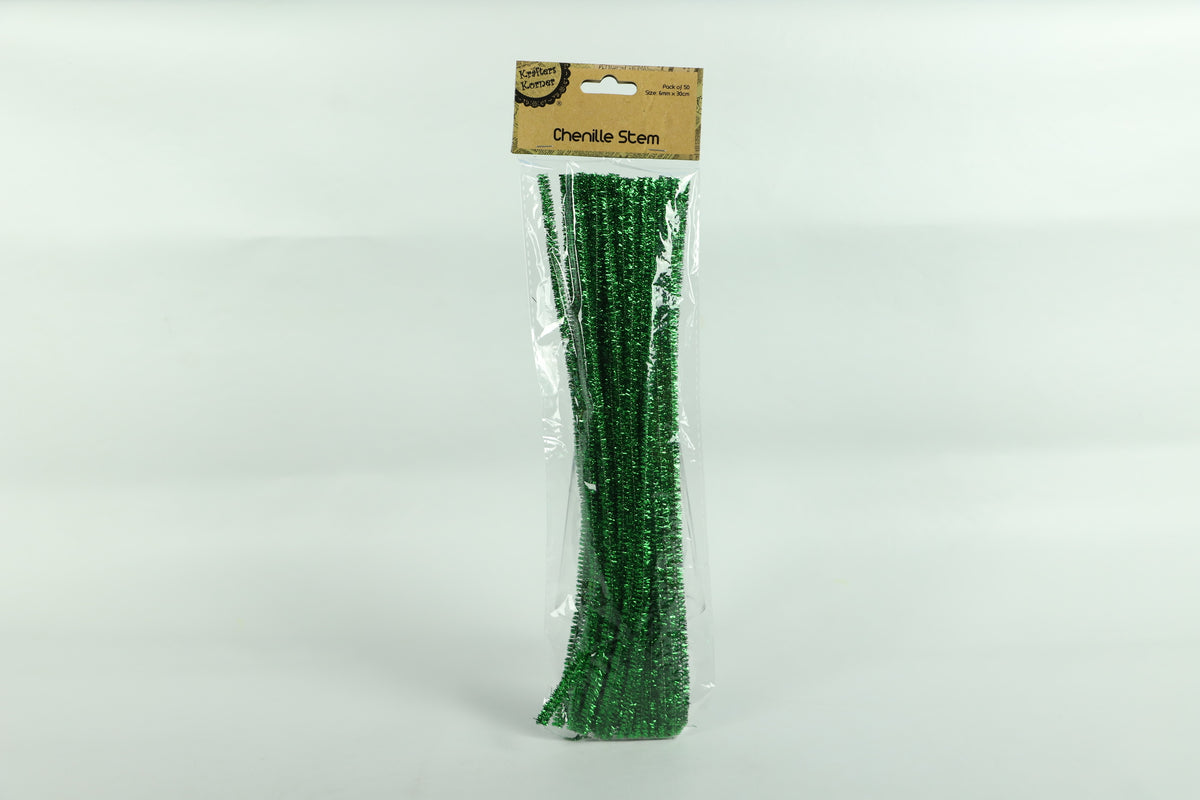 Metallic Pipe Cleaners - Green - Pack of 50