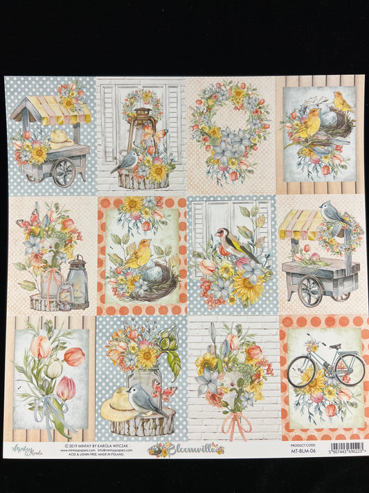 Bloomville - 1x Double sided sheet - 30.5 x 30.5cm
