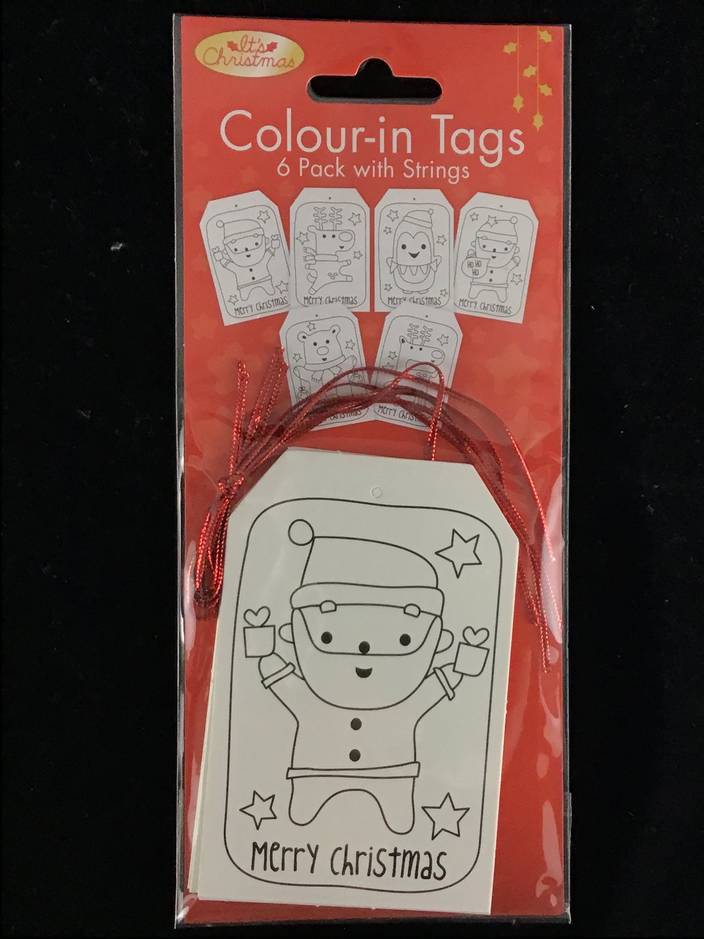 It’s Christmas Colour In Gift Tags Design #2 - 6 Pack with Strings