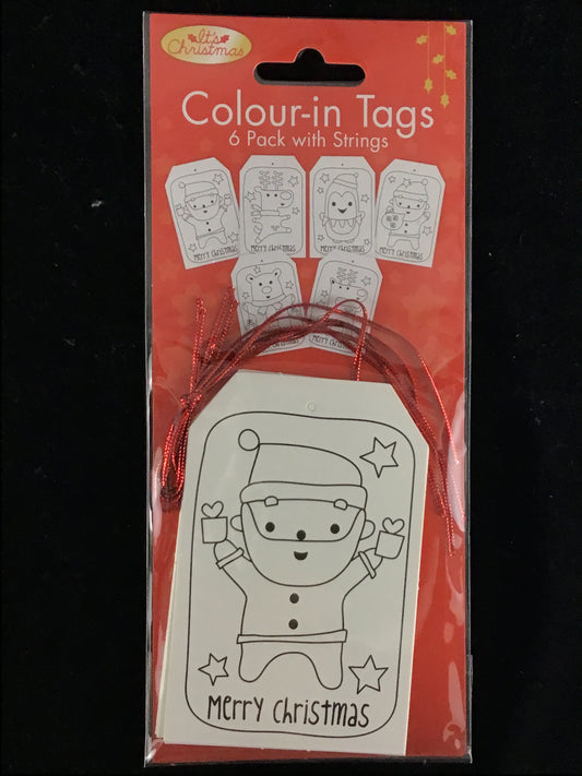 It’s Christmas Colour In Gift Tags Design #2 - 6 Pack with Strings
