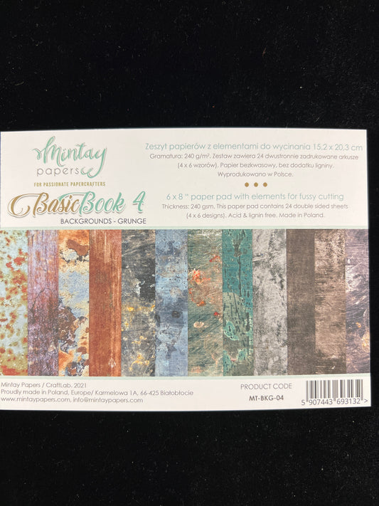 Book 4 - Backgrounds - Grunge - 24x Double sided sheets - 15.2x20.4cm