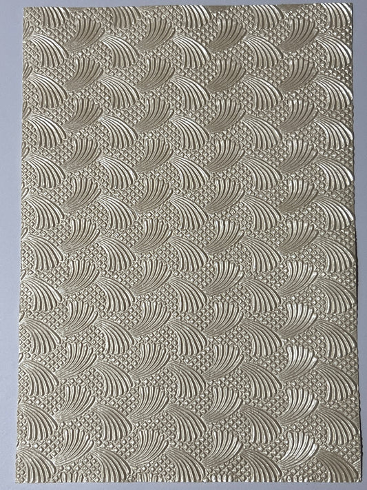 Specialty Paper 3 x Handmade A4 Cream Fan Patterned Embossed Paper