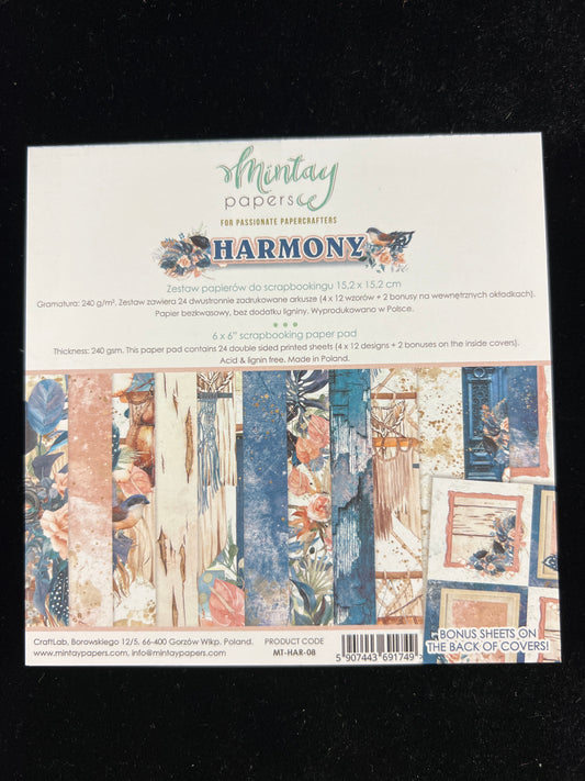 Harmony Paper Pad - 24x Double sided sheets - 15.2x15.2cm