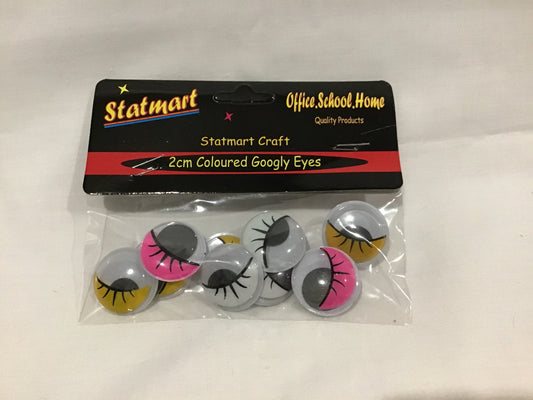 Googly Eyes - 2.5cm - 5 pairs - Mixed Colours - pack 2